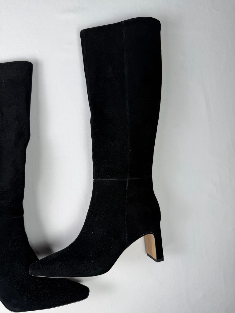 Classic Sam Edelman Sylvia Style Knee High Suede Black Boots side half zip 6 - Picture 3 of 16